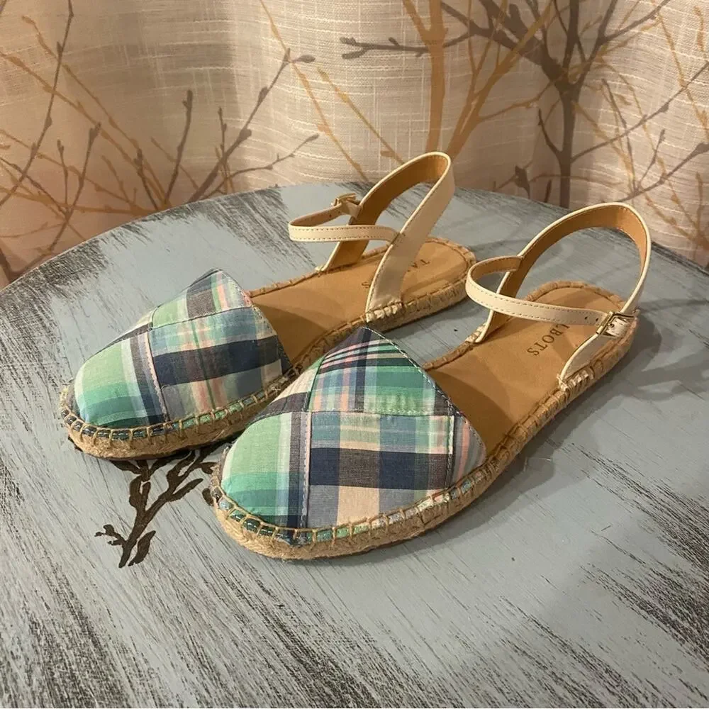 NWOT Talbots Size 7 Izzy D'Orsay Espadrilles - Madras Spring Summer Sandals